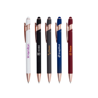 Lexi Stylus Satin Soft Touch Gel Click Pen - Rose Gold (Recycled Aluminum)